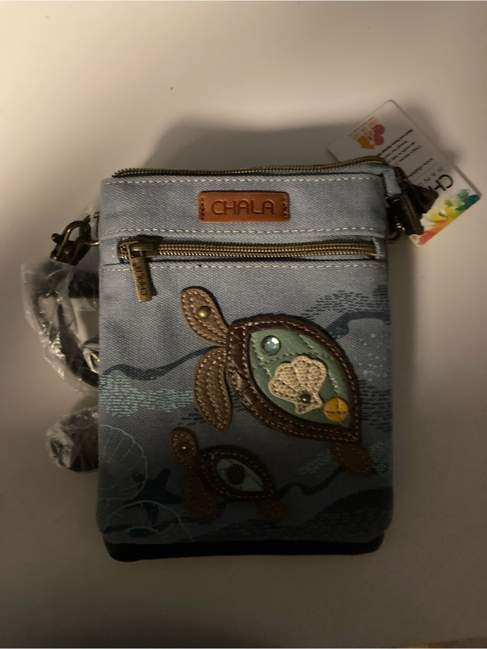 Chala Light Blue Turtle Mini Crossbody Bag